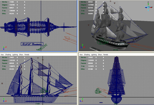 3d model u s constitution ship - U.S.S. CONSTITUTION... by Monkey Wrench